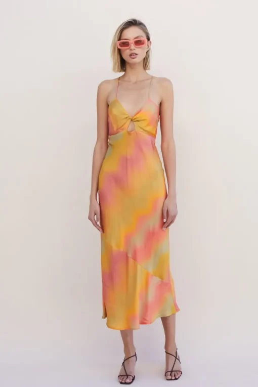 Suboo - Sundown Twist Front Slip Dress (Sunset Ombre)