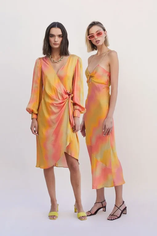 Suboo - Sundown Twist Front Slip Dress (Sunset Ombre)