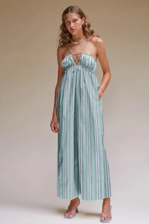 Suboo - Tali Strappy Maxi Dress (Green Stripe) FINAL SALE