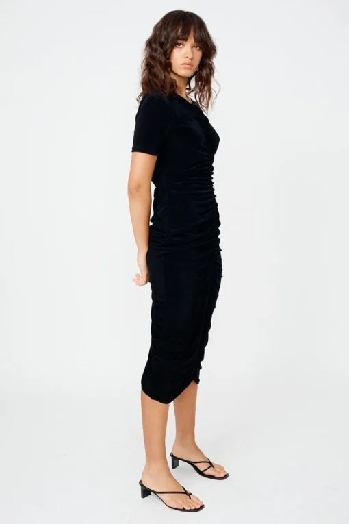 Suboo - The Liz Rouched Midi Tee Dress (Black)