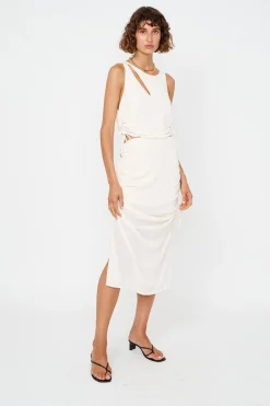 Suboo - The Liz Rouched Tank Midi Dress (Cream)