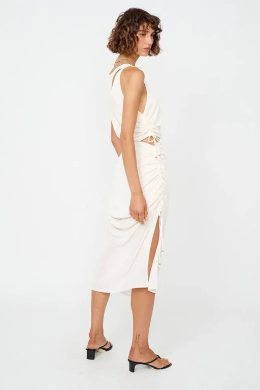 Suboo - The Liz Rouched Tank Midi Dress (Cream)