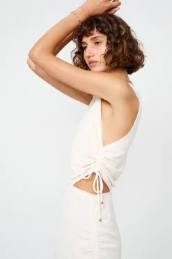 Suboo - The Liz Rouched Tank Midi Dress (Cream)