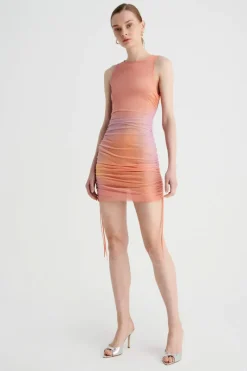 Suboo - VENUS MESH ROUCHED MINI DRESS (OMBRE)