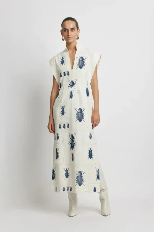 SUNSET LOVER - BOWSHALL COLUMN DRESS (BEETLE PRINT)