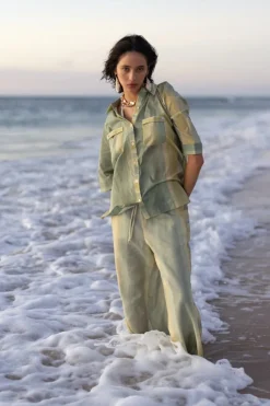 Women SUNSET LOVER - FOLIAGE PANT (LEAF GREEN STRIPE)