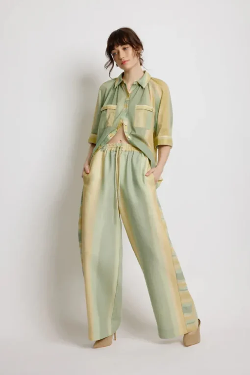 Women SUNSET LOVER - FOLIAGE PANT (LEAF GREEN STRIPE)