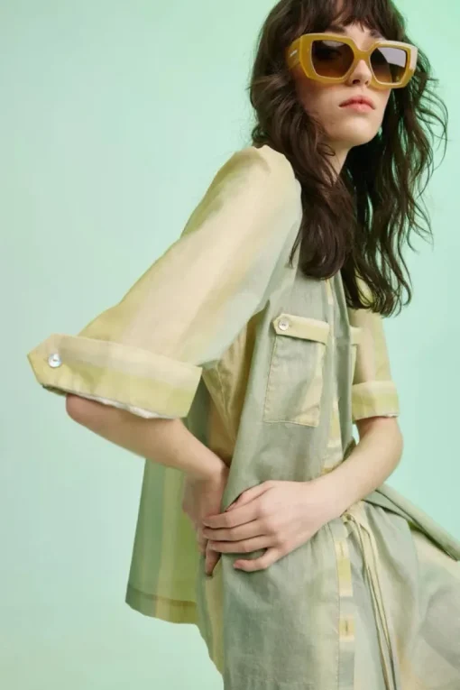 Women SUNSET LOVER - FOLIAGE SHIRT (LEAF GREEN STRIPE)