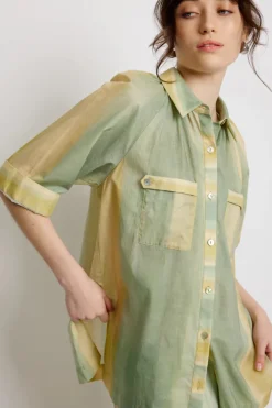 Women SUNSET LOVER - FOLIAGE SHIRT (LEAF GREEN STRIPE)