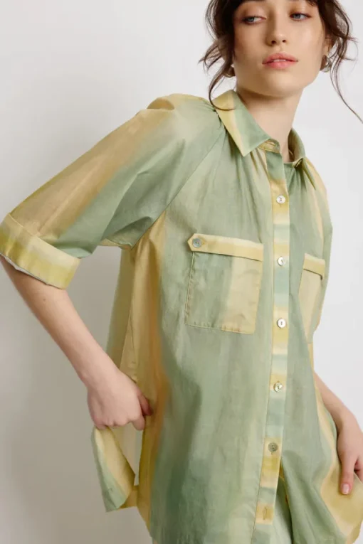 Women SUNSET LOVER - FOLIAGE SHIRT (LEAF GREEN STRIPE)