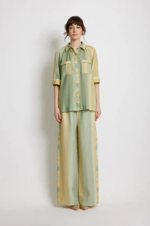 Women SUNSET LOVER - FOLIAGE SHIRT (LEAF GREEN STRIPE)