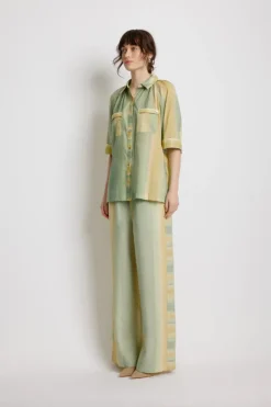 Women SUNSET LOVER - FOLIAGE SHIRT (LEAF GREEN STRIPE)