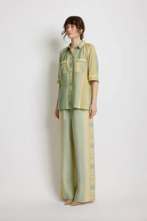 Women SUNSET LOVER - FOLIAGE SHIRT (LEAF GREEN STRIPE)