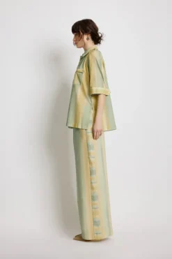 Women SUNSET LOVER - FOLIAGE SHIRT (LEAF GREEN STRIPE)