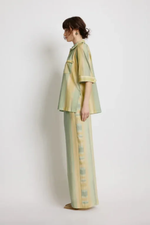 Women SUNSET LOVER - FOLIAGE SHIRT (LEAF GREEN STRIPE)