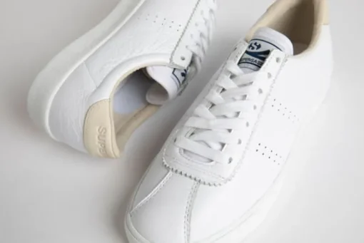 Women Superga - 2843 Club S Comfleau Comfort Leather (White / Beige Sand)