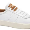 Women Superga - 2869 Club S Comfleaw Zigzag Stitching White with Brown Bronze