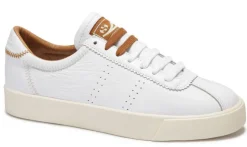 Women Superga - 2869 Club S Comfleaw Zigzag Stitching White with Brown Bronze