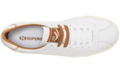 Women Superga - 2869 Club S Comfleaw Zigzag Stitching White with Brown Bronze