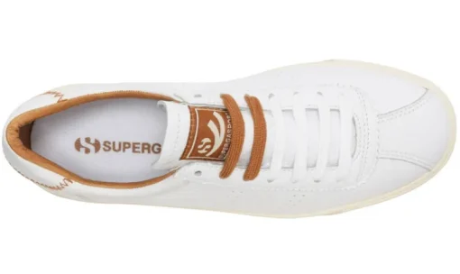 Women Superga - 2869 Club S Comfleaw Zigzag Stitching White with Brown Bronze
