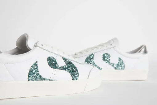 Women Superga - 2843 Club S Comfort Leather Glitter (Blue)
