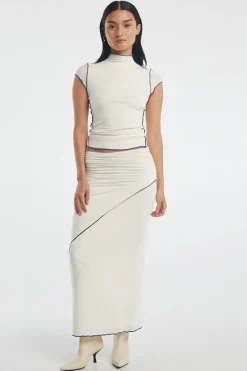 The Line By K - Reese Mock Neck Top (Vanilla)