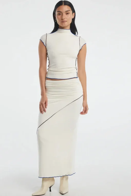 The Line By K - Reese Mock Neck Top (Vanilla)
