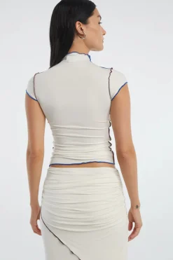 The Line By K - Reese Mock Neck Top (Vanilla)