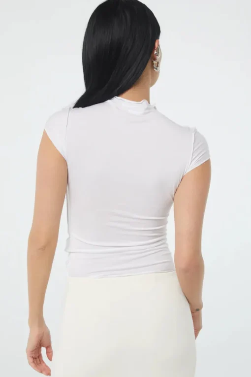 The Line By K - Reese Mock Neck Top (Vanilla)
