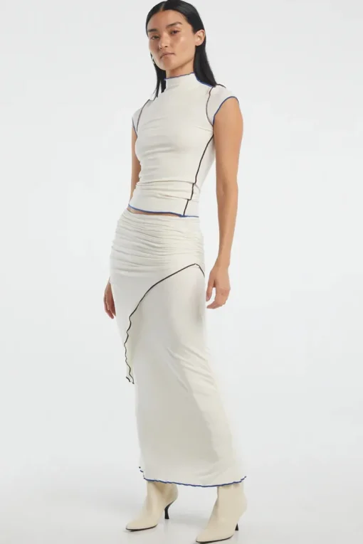 The Line By K - Reese Mock Neck Top (Vanilla)
