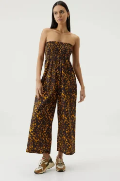 Women Third Form - Blur Out Shirred Strapless Jumpsuit (Orange Blur) FINAL SALE