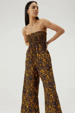 Women Third Form - Blur Out Shirred Strapless Jumpsuit (Orange Blur) FINAL SALE