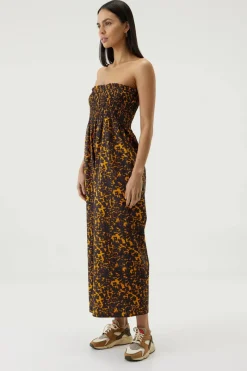 Women Third Form - Blur Out Shirred Strapless Jumpsuit (Orange Blur) FINAL SALE