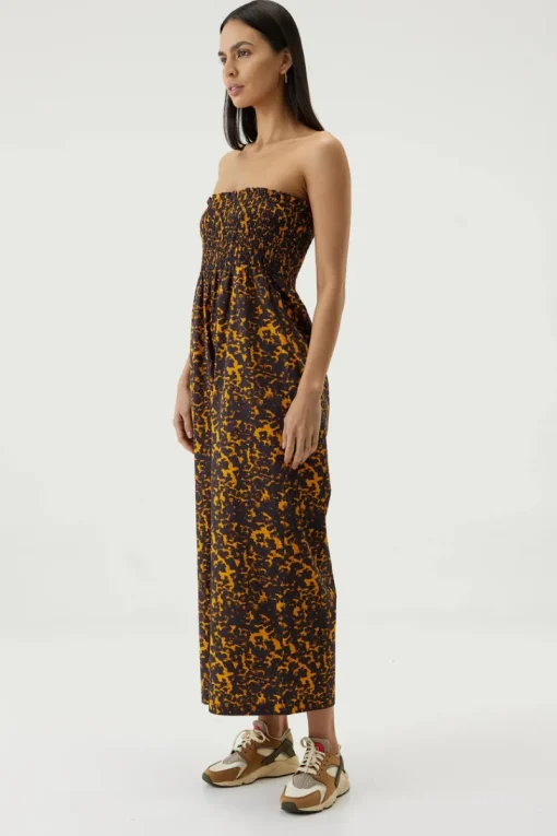 Women Third Form - Blur Out Shirred Strapless Jumpsuit (Orange Blur) FINAL SALE