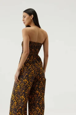 Women Third Form - Blur Out Shirred Strapless Jumpsuit (Orange Blur) FINAL SALE