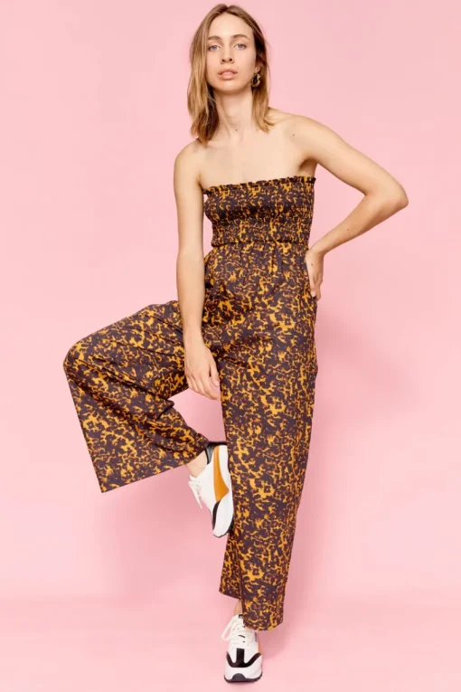 Women Third Form - Blur Out Shirred Strapless Jumpsuit (Orange Blur) FINAL SALE