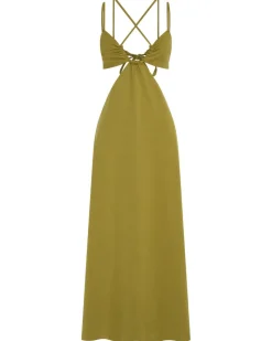 Third Form - Double Crossed Midi Dress (Chartreuse)