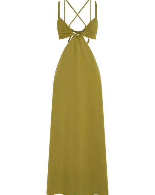 Third Form - Double Crossed Midi Dress (Chartreuse)