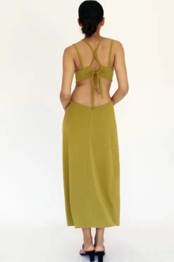 Third Form - Double Crossed Midi Dress (Chartreuse)