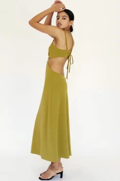 Third Form - Double Crossed Midi Dress (Chartreuse)