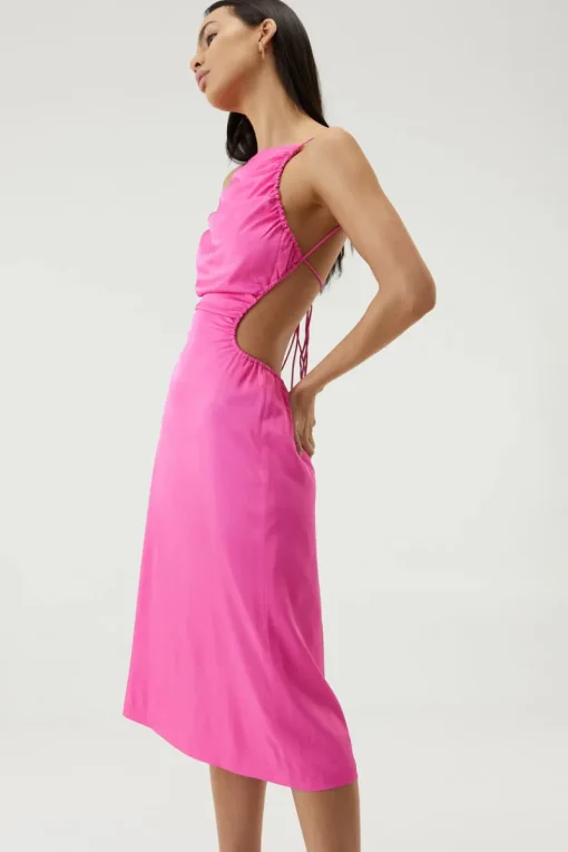 Third Form - Drawn Out Midi Dress (Lipstick)