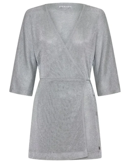 Third Form - HEAVY METAL KNIT WRAP DRESS (SILVER)