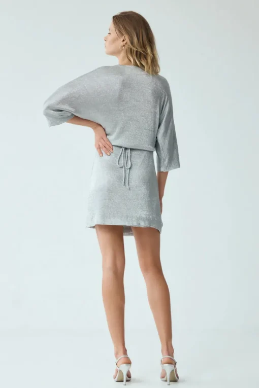 Third Form - HEAVY METAL KNIT WRAP DRESS (SILVER)