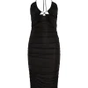 Third Form - Look Through Gather Midi Dress (Black)