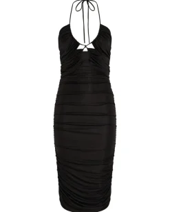Third Form - Look Through Gather Midi Dress (Black)