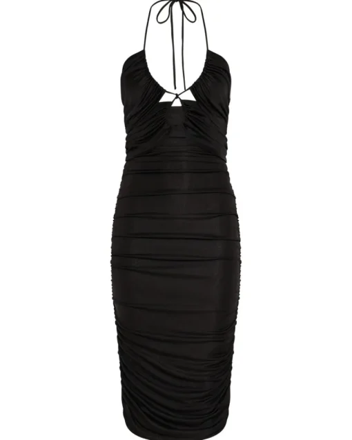 Third Form - Look Through Gather Midi Dress (Black)