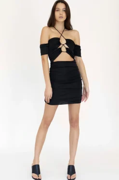 Third Form - Look Through Off Shoulder Mini (Black)