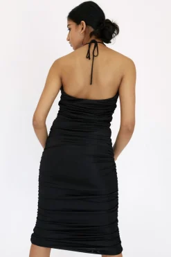 Third Form - Look Through Gather Midi Dress (Black)