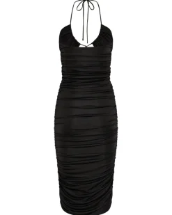 Third Form - Look Through Gather Midi Dress (Black)