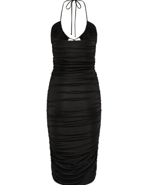 Third Form - Look Through Gather Midi Dress (Black)
